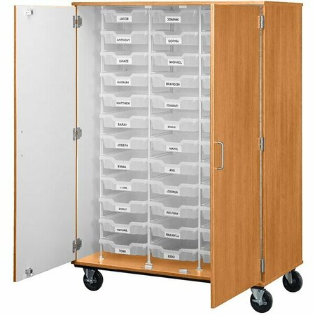 I.D. SYSTEMS 67'' Tall Light Oak Mobile Storage Cabinet with 36 3'' Bins 80243F67024 538243F67024